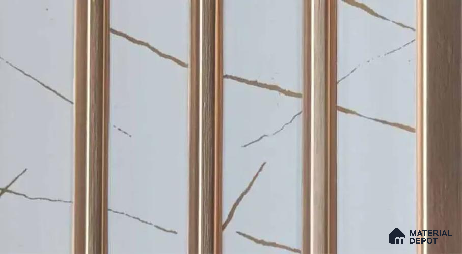 PN 07520 Marble Look Louver 9.5 ft x 0.4 ft Texture Finish - 10 mm | Suitable for Feature Wall, TV Unit & Living Room