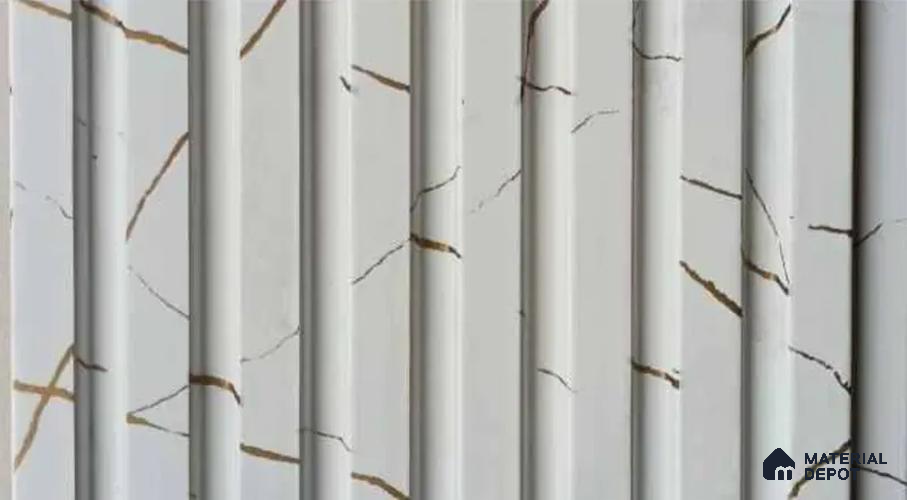 PN 07542 Marble Look Louver 9.5 ft x 0.4 ft Texture Finish  - 10 mm | Suitable for Feature Wall, TV Unit & Living Room
