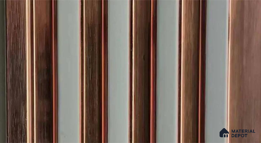 PN 07552 Wood Look Louver 9.5 ft x 0.4 ft Texture Finish  - 10 mm | Suitable for Feature Wall, TV Unit & Living Room