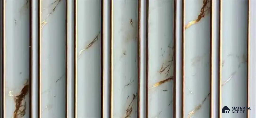 PN 07557 Marble Look Louver 9 ft x 0.5 ft Texture Finish  - 10 mm | Suitable for Feature Wall, TV Unit & Living Room