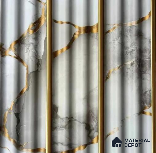 PN 07575 Marble Look Louver 9 ft x 0.5 ft Texture Finish - 10 mm | Suitable for Feature Wall, TV Unit & Living Room