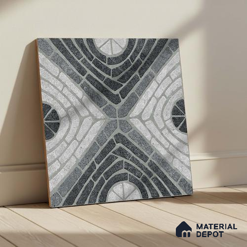 Stone Floor Tile TL 05297 B Strada Slate Grey 20 inch x 20 inch Vitrified Matte Finish - 12 mm | Suitable for Parking, Balcony, Courtyard, Patio, Terrace | Pattern Alignment May Vary | 2-3 mm Spacer is Mandatory