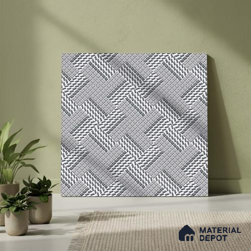 Stone Floor Tile TL 05298 B Strada Braided Grey 20 inch x 20 inch Vitrified Matte Finish - 12 mm | Suitable for Parking, Balcony, Courtyard, Patio, Terrace | Pattern Alignment May Vary | 2-3 mm Spacer is Mandatory