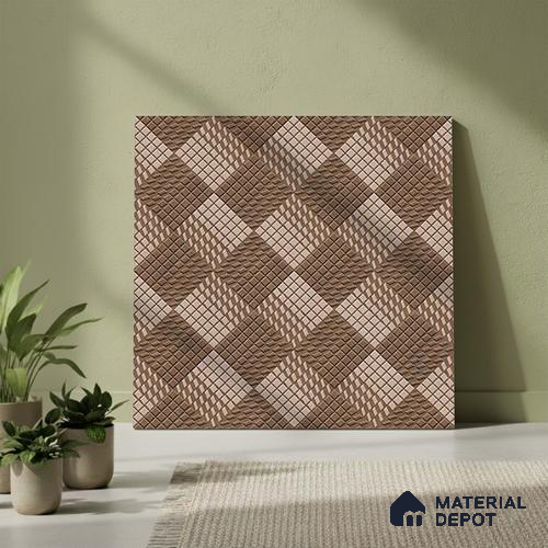 Stone Floor Tile TL 05298 Strada Braided Brown 20 inch x 20 inch Vitrified Matte Finish - 12 mm | Suitable for Parking, Balcony, Courtyard, Patio, Terrace | Pattern Alignment May Vary | 2-3 mm Spacer is Mandatory