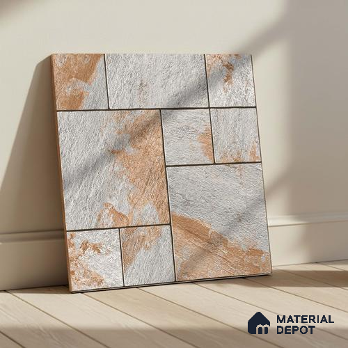 Stone Floor Tile TL 05299 B Strada Cubix Granite 20 inch x 20 inch Vitrified Matte Finish - 12 mm | Suitable for Parking, Balcony, Courtyard, Patio, Terrace | Pattern Alignment May Vary | 2-3 mm Spacer is Mandatory