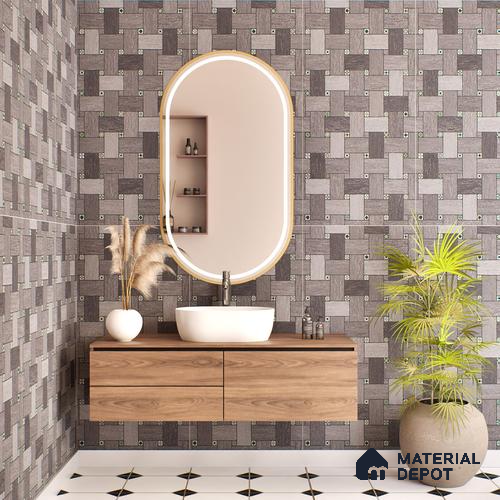 Patterned Floor & Wall Tile TL 06144 B Grafton Smoke 4 ft x 2 ft Vitrified Glue Matte Finish - 9 mm | Suitable For Living Room, Bedroom, Kitchen
