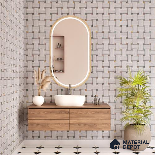 Patterned Floor & Wall Tile TL 06144 Grafton Bianco 4 ft x 2 ft Vitrified Glue Matte Finish - 9 mm | Suitable For Living Room, Bedroom, Kitchen
