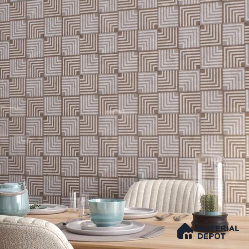 Brown Patterned Wall Tile TL 06700 Gravier Rustic Amber 2 ft x 4 ft Vitrified Glossy Finish - 9 mm | 6 Random Design | Suitable for Living Room, Bedroom, Bathroom