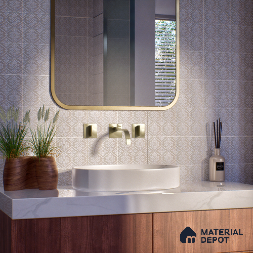 Patterned Wall & Floor Tile TL 05904 Origami Mini 148 mm x 148 mm Vitrified - 9 mm | Handcrafted | Suitable For Dry & Wet Area, Living Room, Bedroom, Kitchen | Random Design, No Fixed Pattern