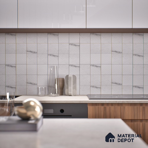 Subway Wall & Floor Handmade Tile TL 05863 Ripple Bliss 96 mm x 96 mm Vitrified - 9 mm | Random Mix Patterns | Suitable For Living Room, Bedroom, Kitchen