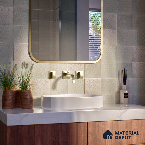 Subway Wall & Floor Tile TL 05892 Spactra 96 mm x 96 mm Vitrified - 9 mm | Handcrafted | Suitable For Living Room, Bedroom, Kitchen | Random Design, No Fixed Pattern