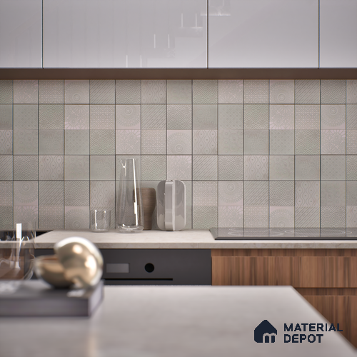 Subway Wall & Floor Tile TL 05892 Spactra 96 mm x 96 mm Vitrified - 9 mm | Handcrafted | Suitable For Living Room, Bedroom, Kitchen | Random Design, No Fixed Pattern