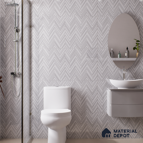 Moroccan Look Floor & Wall Tile TL 06157 Zig Zag Light 2 ft x 2 ft Sinker Finish Vitrified Tile - 9 mm  | Suitable For Living Room, Dining, Bathroom & Kitchen | Please Expect a Slight Variation of Pattern