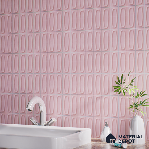 Faux Subway Wall Tile TL 05752 B Tones Coral Pink 1 ft x 1 ft Ceramic Matte Finish - 9 mm | Suitable for Living Room, Bedroom, Kitchen, Bathroom | Please Expect a Slight Variation of Pattern
