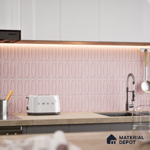 Faux Subway Wall Tile TL 05752 B Tones Coral Pink 1 ft x 1 ft Ceramic Matte Finish - 9 mm | Suitable for Living Room, Bedroom, Kitchen, Bathroom | Please Expect a Slight Variation of Pattern