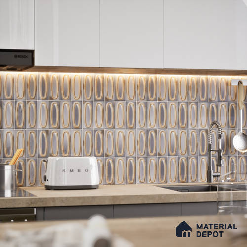 Faux Subway Wall Tile TL 05752 D Tones Coral Gray 1 ft x 1 ft Ceramic Glossy Finish - 9 mm | Suitable for Living Room, Bedroom, Kitchen, Bathroom | Please Expect a Slight Variation of Pattern