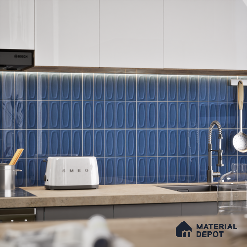 Faux Subway Wall Tile TL 05752 E Tones Coral Aque 1 ft x 1 ft Ceramic Glossy Finish - 9 mm | Suitable for Living Room, Bedroom, Kitchen, Bathroom | Please Expect a Slight Variation of Pattern
