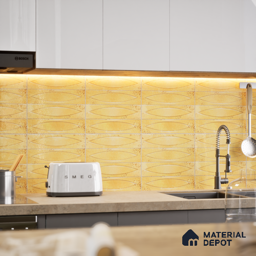 Patterned Wall Tile TL 05749 B Tones Irish Orange 1 ft x 1 ft Ceramic Glossy Finish - 9 mm | Suitable for Living Room, Bedroom, Kitchen, Bathroom | Please Expect a Slight Variation of Pattern