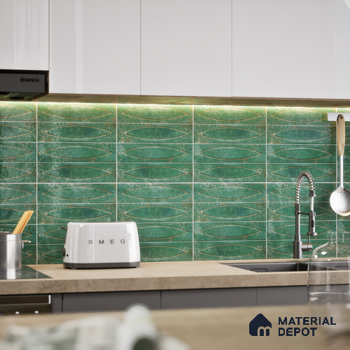 Patterned Wall Tile TL 05749 C Tones Irish Ocre 1 ft x 1 ft Ceramic Glossy Finish - 9 mm | Suitable for Living Room, Bedroom, Kitchen, Bathroom | Please Expect a Slight Variation of Pattern