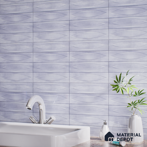 Patterned Wall Tile TL 05749 D Tones Irish Blue 1 ft x 1 ft Ceramic Glossy Finish - 9 mm | Suitable for Living Room, Bedroom, Kitchen, Bathroom | Please Expect a Slight Variation of Pattern