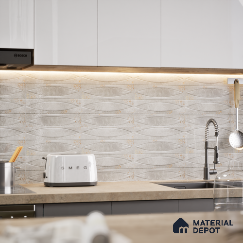 Patterned Wall Tile TL 05749 E Tones Irish Fog 1 ft x 1 ft Ceramic Glossy Finish - 9 mm | Suitable for Living Room, Bedroom, Kitchen, Bathroom | Please Expect a Slight Variation of Pattern
