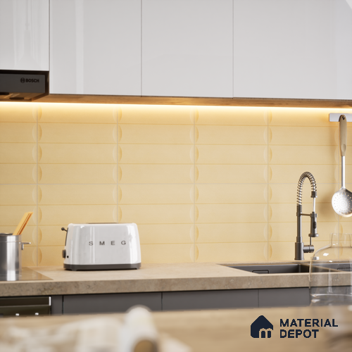 Faux Subway Wall Tile TL 05753 B Tones Ridge Caramel 1 ft x 1 ft Ceramic Matte Finish - 9 mm | Suitable for Living Room, Bedroom, Kitchen, Bathroom | Please Expect a Slight Variation of Pattern