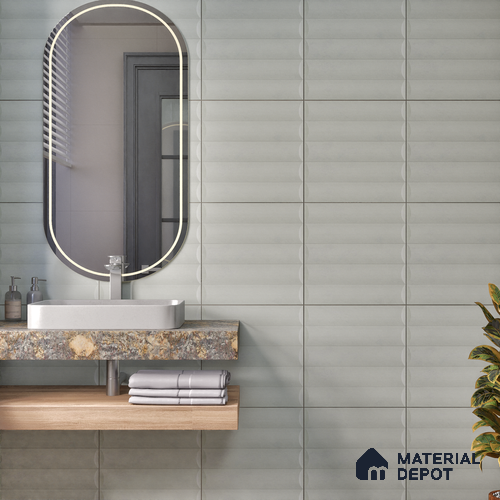 Faux Subway Wall Tile TL 05753 C Tones Ridge Sky 1 ft x 1 ft Ceramic Matte Finish - 9 mm | Suitable for Living Room, Bedroom, Kitchen, Bathroom | Please Expect a Slight Variation of Pattern
