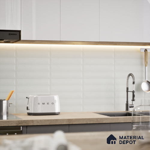 Faux Subway Wall Tile TL 05753 C Tones Ridge Sky 1 ft x 1 ft Ceramic Matte Finish - 9 mm | Suitable for Living Room, Bedroom, Kitchen, Bathroom | Please Expect a Slight Variation of Pattern