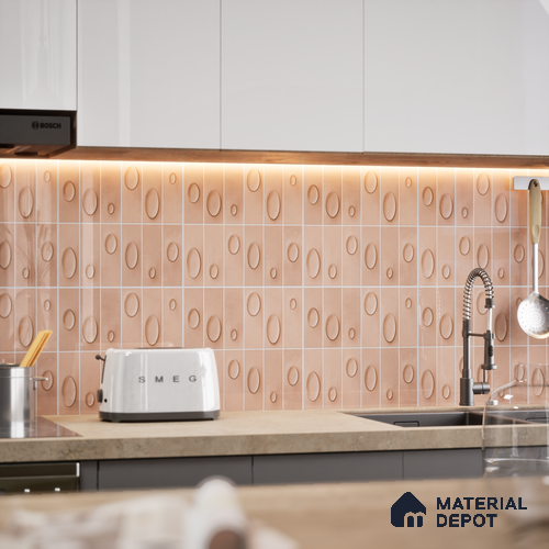 Patterned Wall Tile TL 05750 B Tones Tron Cipria 1 ft x 1 ft Ceramic Glossy Finish - 9 mm | Suitable for Living Room, Bedroom, Kitchen, Bathroom | Please Expect a Slight Variation of Pattern