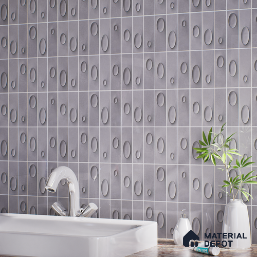 Patterned Wall Tile TL 05750 D Tones Tron Terra 1 ft x 1 ft Ceramic Glossy Finish - 9 mm | Suitable for Living Room, Bedroom, Kitchen, Bathroom | Please Expect a Slight Variation of Pattern