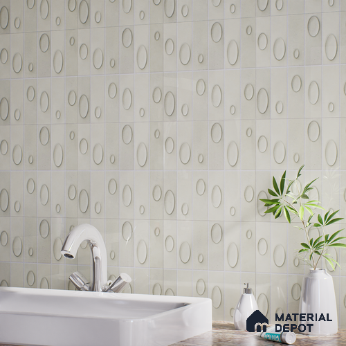 Patterned Wall Tile TL 05750 E Tones Tron Clay 1 ft x 1 ft Ceramic Glossy Finish - 9 mm | Suitable for Living Room, Bedroom, Kitchen, Bathroom | Please Expect a Slight Variation of Pattern