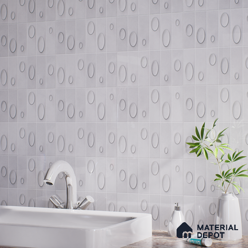 Patterned Wall Tile TL 05750 Tones Tron Titanio 1 ft x 1 ft Ceramic Glossy Finish - 9 mm | Suitable for Living Room, Bedroom, Kitchen, Bathroom | Please Expect a Slight Variation of Pattern