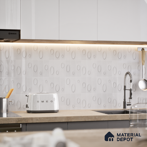 Patterned Wall Tile TL 05750 Tones Tron Titanio 1 ft x 1 ft Ceramic Glossy Finish - 9 mm | Suitable for Living Room, Bedroom, Kitchen, Bathroom | Please Expect a Slight Variation of Pattern