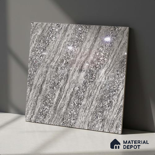 Stone Look Floor Tile TL 09388 | Glossy Finish 2 ft x 2 ft Vitrified Tile - 8 mm | Suitable For Kitchen, Bathroom, Bedroom & Office
