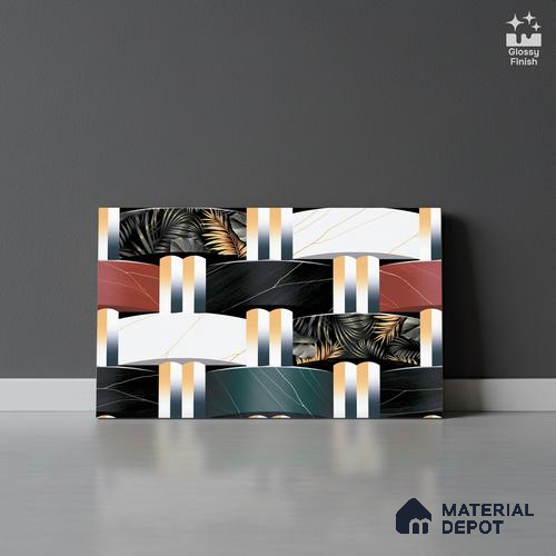 Patterned Look Wall Tile TL 08872 C | Glossy Finish 18 x 12 inch Ceramic Tile - 7 mm | Suitable For Kitchen & Bathroom