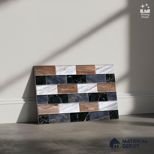 Faux Subway Look Wall Tile TL 08875 | Glossy Finish 18 x 12 inch Ceramic Tile - 7 mm | Suitable For Kitchen & Bathroom
