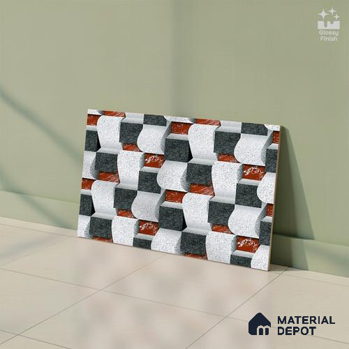Patterned Look Wall Tile TL 08878 | Glossy Finish 18 x 12 inch Ceramic Tile - 7 mm | Suitable For Kitchen & Bathroom