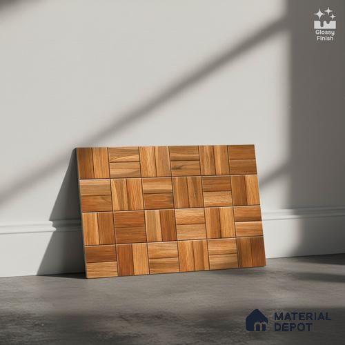 Wood Look Wall Tile TL 08863 | Glossy Finish 18 x 12 inch Ceramic Tile - 7 mm | Suitable For Kitchen & Bathroom