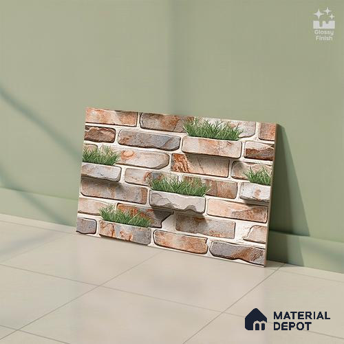 Stone Look Wall Tile TL 08873 | Glossy Finish 18 x 12 inch Ceramic Tile - 7 mm | Suitable For Kitchen & Bathroom