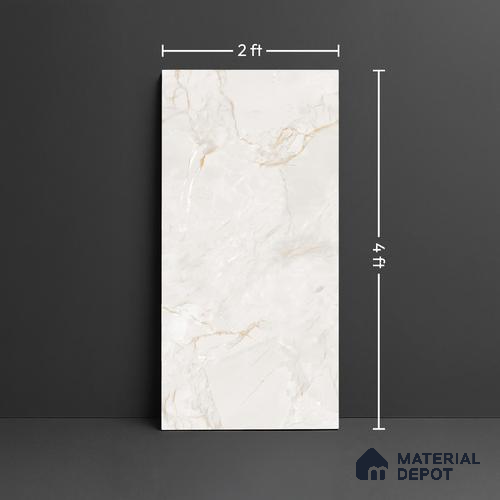 Marble Look Wall & Floor Tile TL 09035 | Glossy Finish 4 ft x 2 ft Vitrified Tile - 9 mm | Suitable For Kitchen, Bathroom, Bedroom & Office