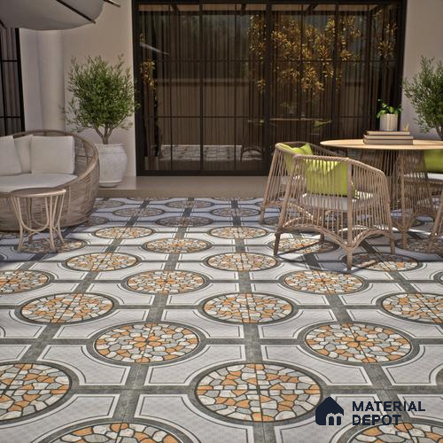 Gravel Floor Tile TL 05303 Strada Pebble Pathway 16 inch x 16 inch Vitrified Punch Matte Finish - 12 mm | Suitable for Parking, Balcony, Courtyard, Patio, Terrace | Pattern Alignment May Vary | 2-3 mm Spacer is Mandatory