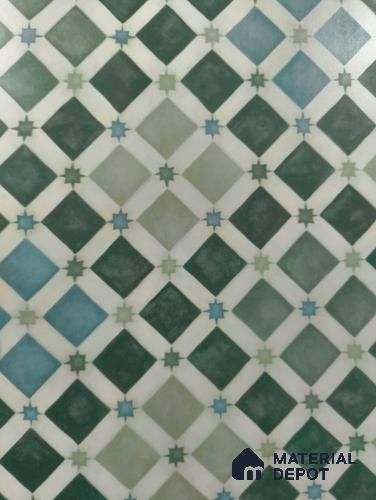 Moroccan Floor & Wall Athangudi Tile TL 05060 Morissa Fez Star Grid 1 ft x 1 ft Ceramic Matte Finish - 8 mm | Suitable for Living Room, Bedroom, Bathroom, Kitchen & Balcony | Please Expect a Slight Variation of Pattern