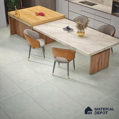 Cement Floor & Wall Tile TL 06402 D Nebula Light Green 4 ft x 2 ft Matte Finish Vitrified Tile - 9 mm | Suitable for Living Room, Bedroom & Bathroom