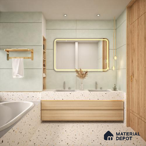 Cement Wall & Floor Tile TL 06402 D Nebula Light Green 4 ft x 2 ft Vitrified Matte Finish - 9 mm | Suitable for Living Room, Bedroom & Bathroom | Image 08