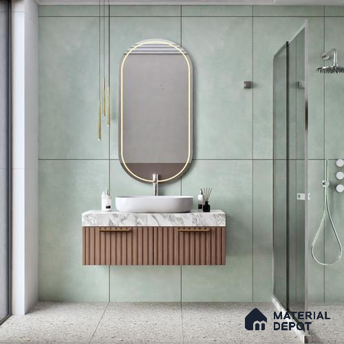 Cement Floor & Wall Tile TL 06402 Nebula Green 4 ft x 2 ft Matte Finish Vitrified Tile - 9 mm | Suitable for Living Room, Bedroom & Bathroom