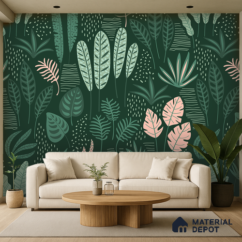 Leafscape Noir Golden Orange Autumn Leaf Burst | WP 04202 Canvas Texture Finish Florals Style luxurious Customized size Wallpaper | 250 GSM WP01CNF Paper | (MOQ = 30 Sq. Ft.)