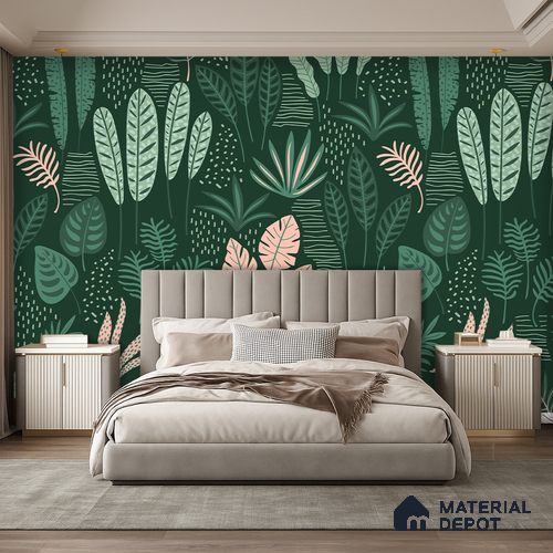Leafscape Noir Golden Orange Autumn Leaf Burst | WP 04202 B Non Woven Matte Finish Florals Style Premium Customized size Wallpaper | 150 GSM WP01MTF Paper | (MOQ = 30 Sq. Ft.)