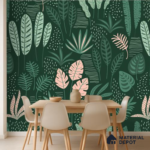 Leafscape Noir Golden Orange Autumn Leaf Burst | WP 04202 B Non Woven Matte Finish Florals Style Premium Customized size Wallpaper | 150 GSM WP01MTF Paper | (MOQ = 30 Sq. Ft.)