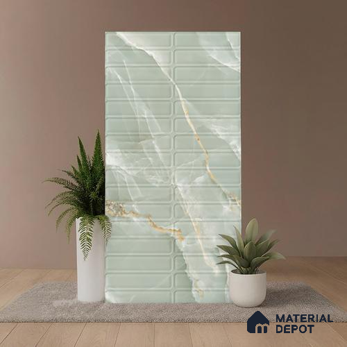 Faux Subway Wall Tile TL 08535 B | Subway Gress Mint 4 ft x 2 ft Dazel Punch Sugar Matte Finish Porcelain Tile - 9 mm | 3 Random Design | Suitable for Kitchen, Bathroom & Dining Area
