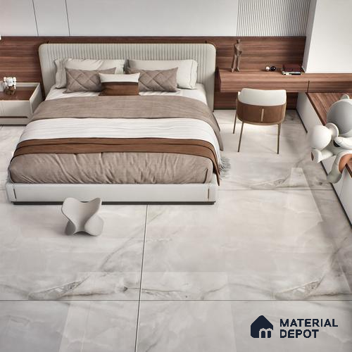 TL 00350 Grey 6 ft x 4 ft Glossy Finish Endless Vitrified Wall & Floor Tile - 9 mm | Adhesive and Spacers Must be Used During Installation